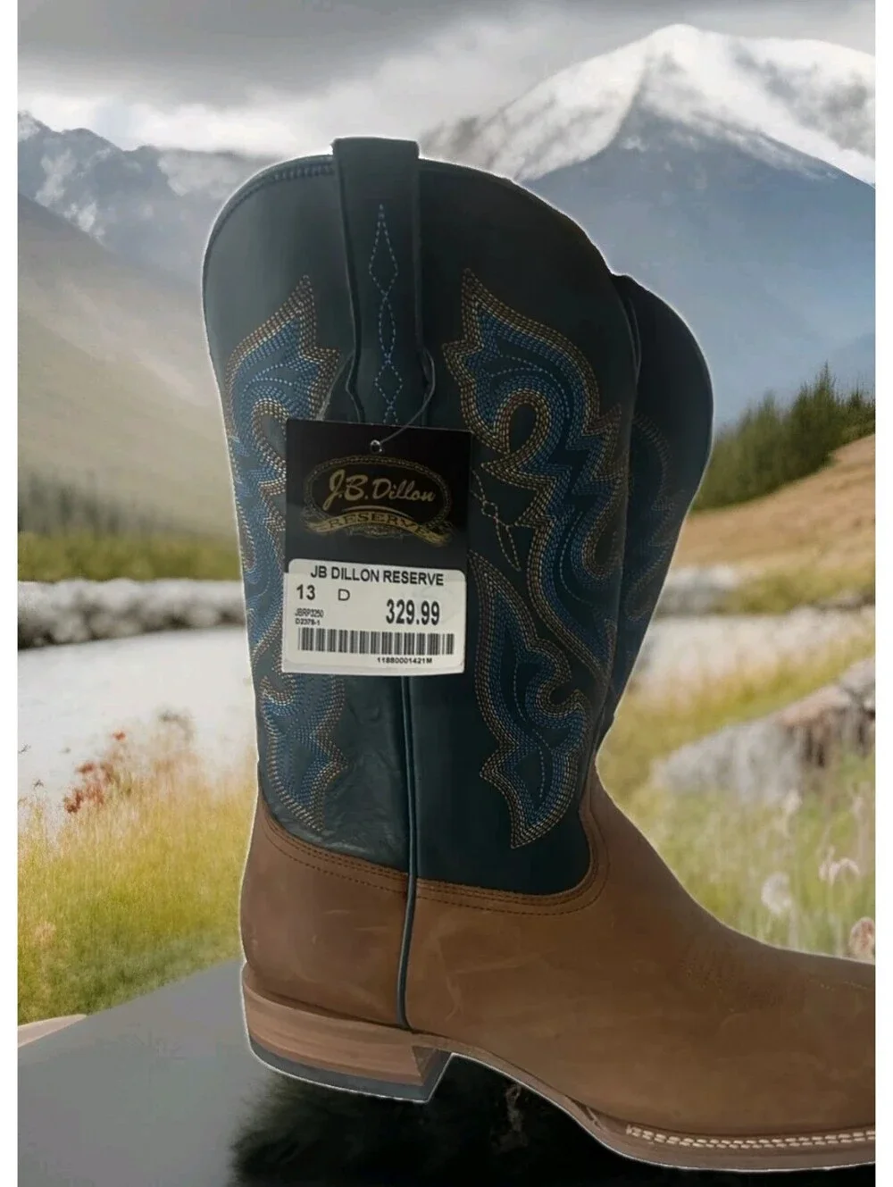 $330 J.B. Dillon Reserve Cowboy Western Blue Tan Leather Boot JBRP3250 Mens 8.5